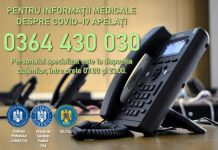 Clujenii pot primi informații despre Covid-19 la numărul de telefon 0364 430 030
