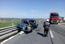 Accident pe Autostrada A3! Impact între un autoturism şi un autotren (FOTO)