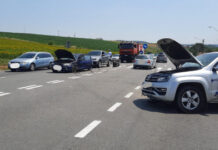 Accident cu patru maşini în Copăceni! Un şofer nevinovat a ajuns la spital (FOTO)
