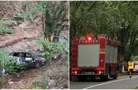 Accident la raliul Clujului. Un echipaj a căzut cu maşina într-o râpă de 5 m