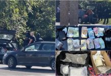 Bărbat, prins în flagrant când transporta cocaină în maşină. Percheziţii la persoane care distribuiau droguri tinerilor pe străzi, în 3 judeţe (galerie foto)
